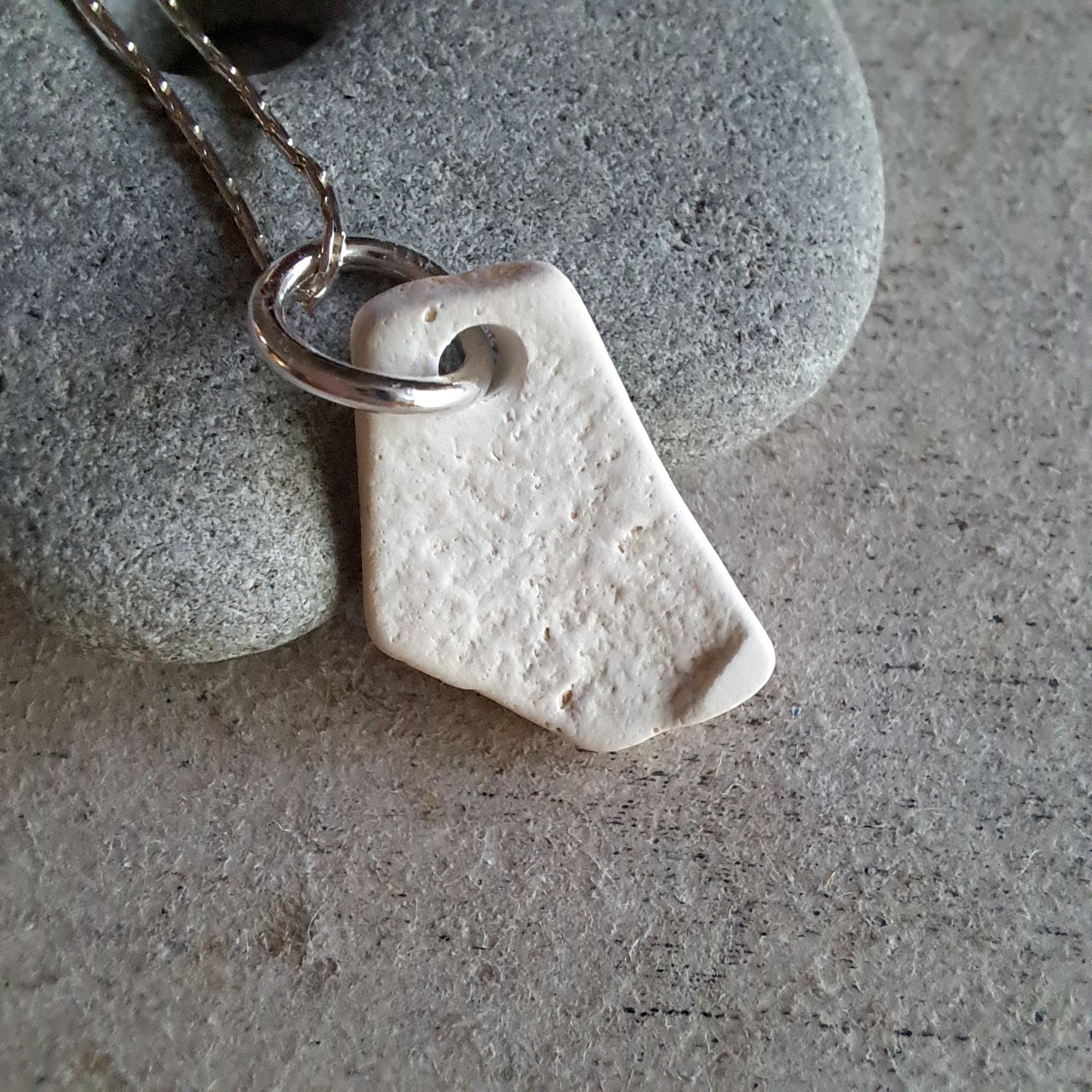 Charcoal Leaf - Sea Pottery Pendant
