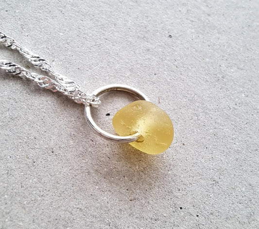 Sunflower Yellow - Sea Glass Necklace
