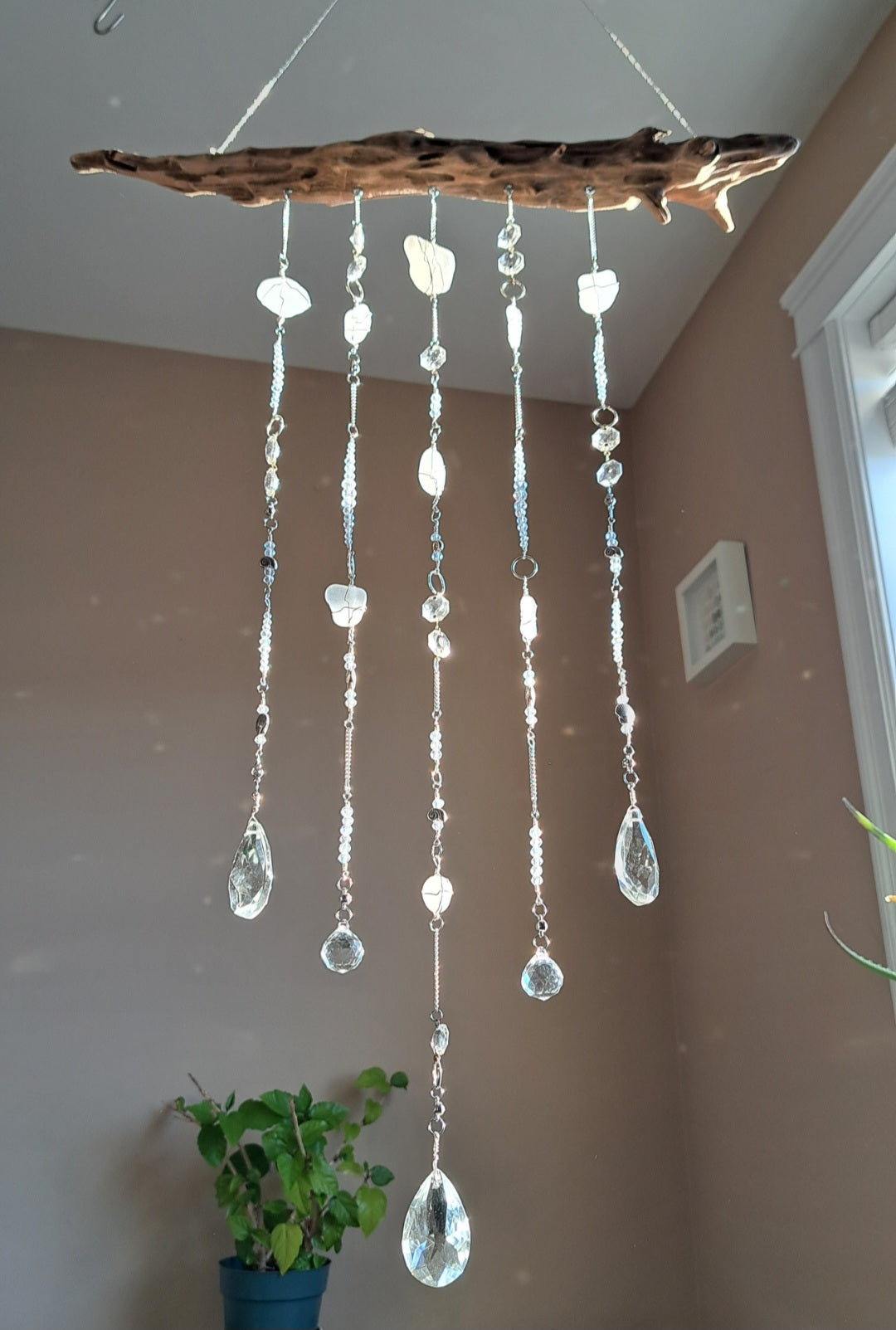 Silver Siren - Sea Glass & Crystal Suncatcher
