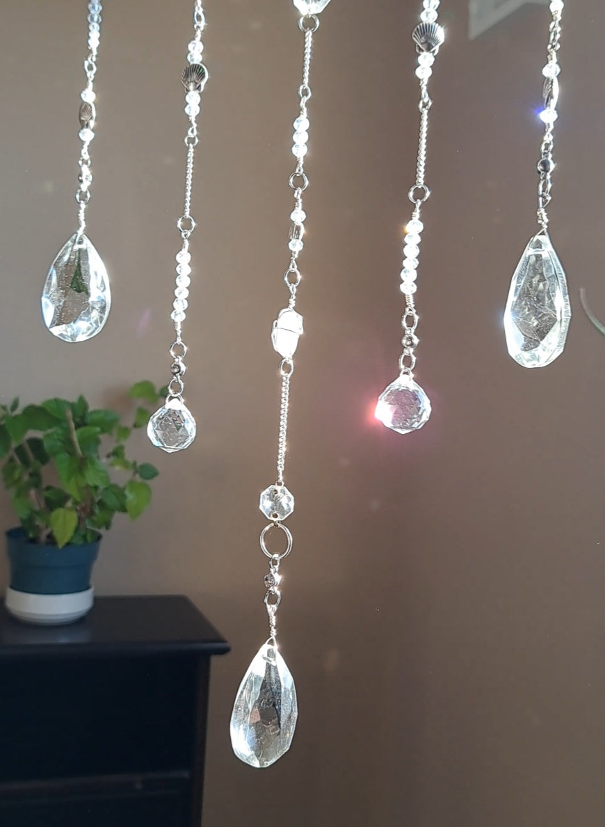 Silver Siren - Sea Glass & Crystal Suncatcher