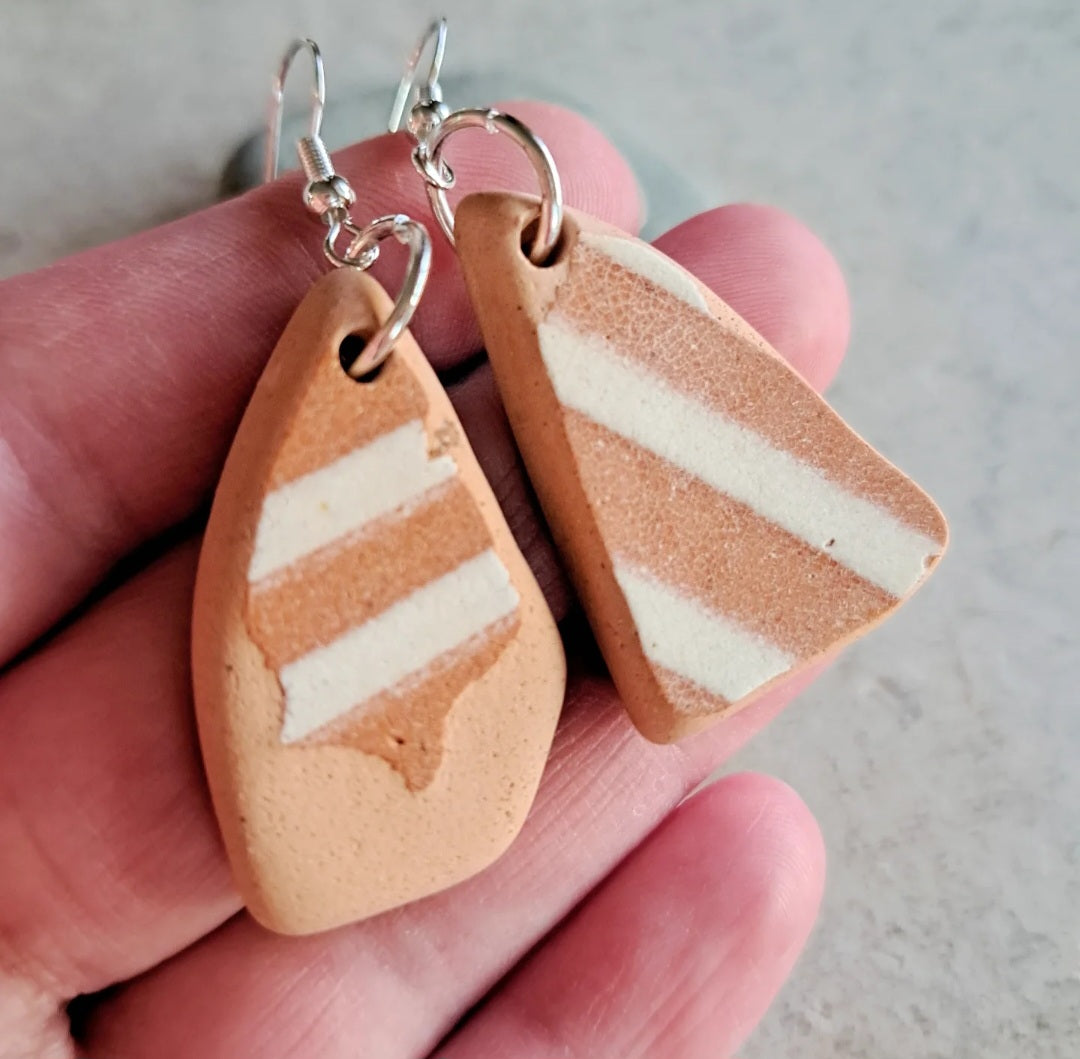 Peaches & Cream - Sea Pottery Earrings