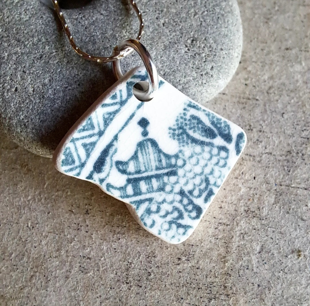 Teal Temple - Sea Pottery Pendant