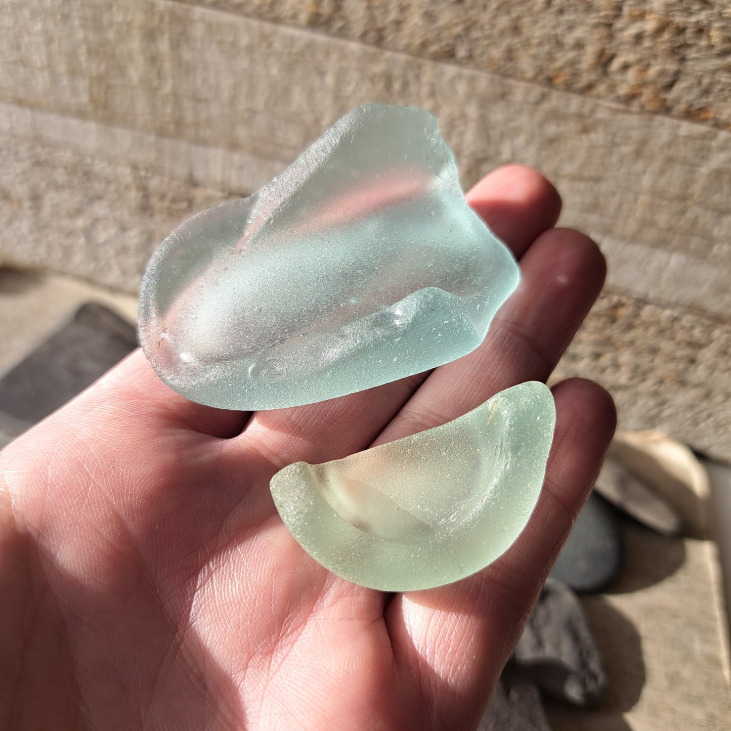 Rare Medicine Bottle Bottoms - Aqua & Sea Foam Duo