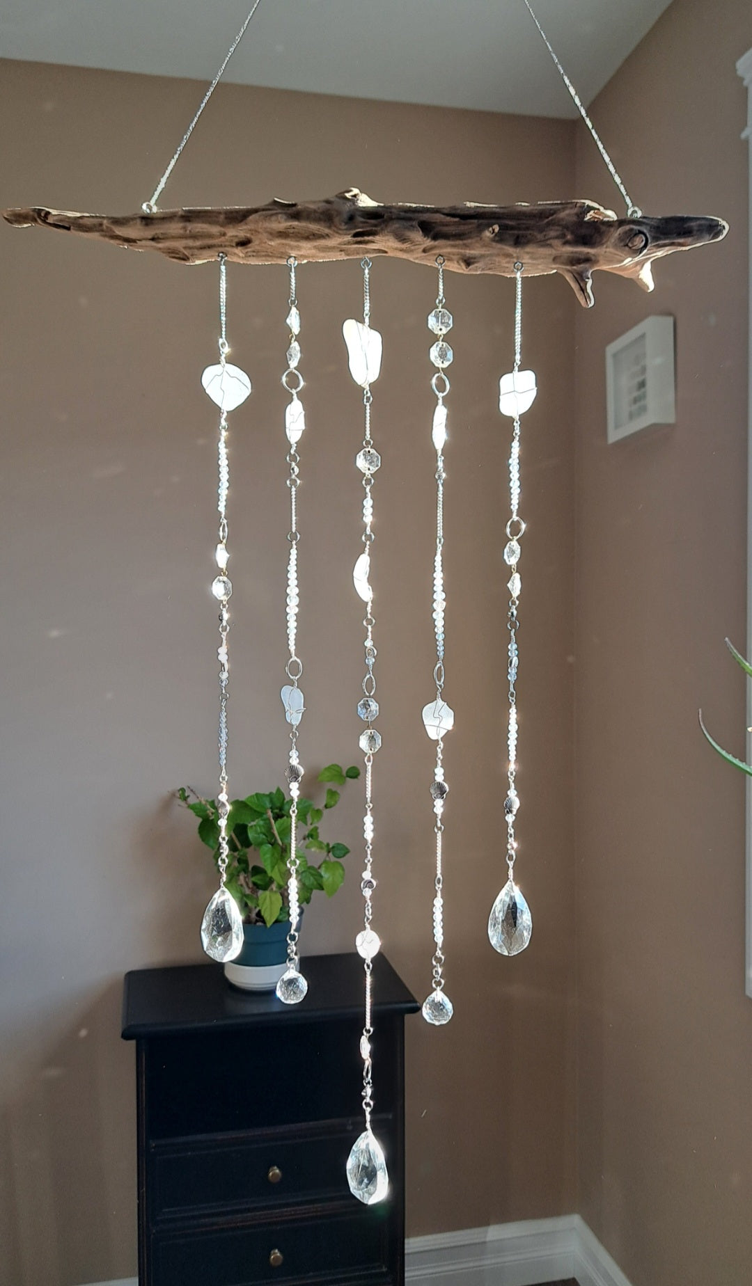 Silver Siren - Sea Glass & Crystal Suncatcher