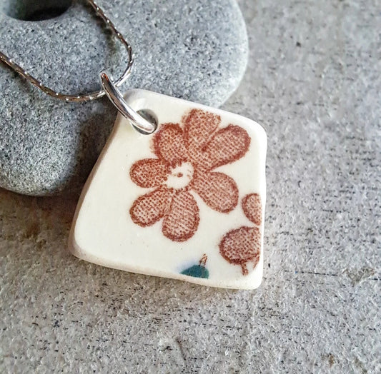 Drifted Daisy - Sea Pottery Pendant