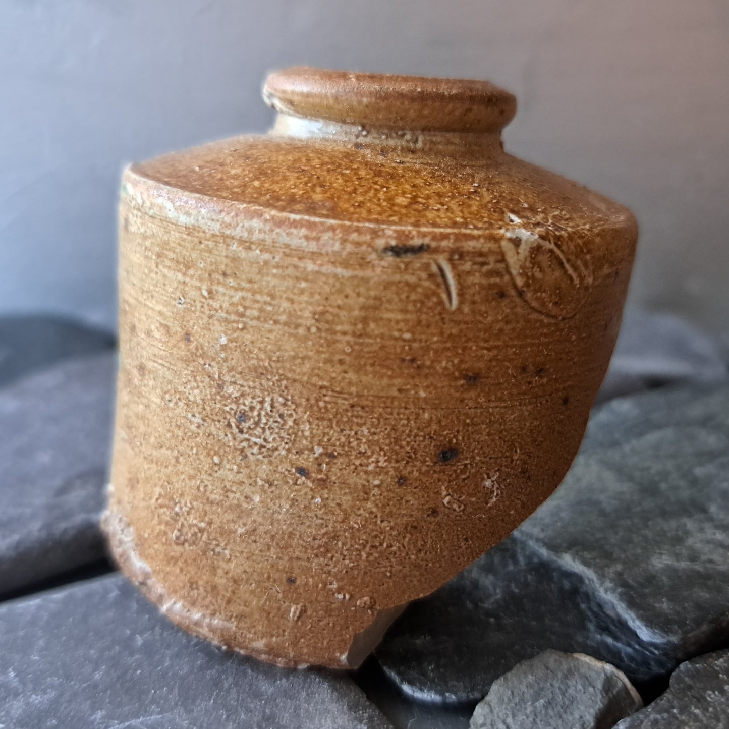Antique Stoneware Inkwell Fragment