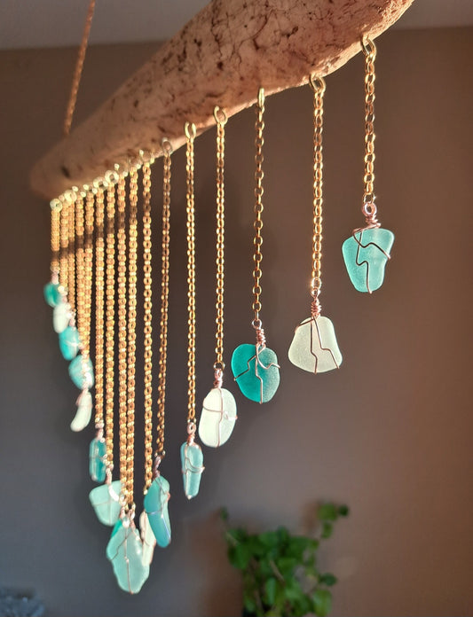 Caribbean Cascade - Sea Glass Suncatcher