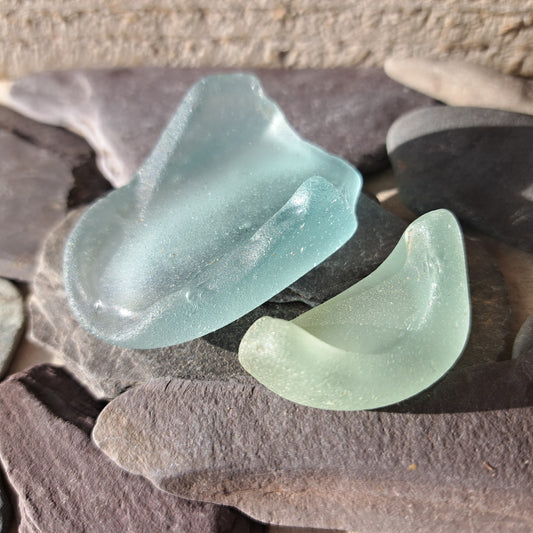 Rare Medicine Bottle Bottoms - Aqua & Sea Foam Duo