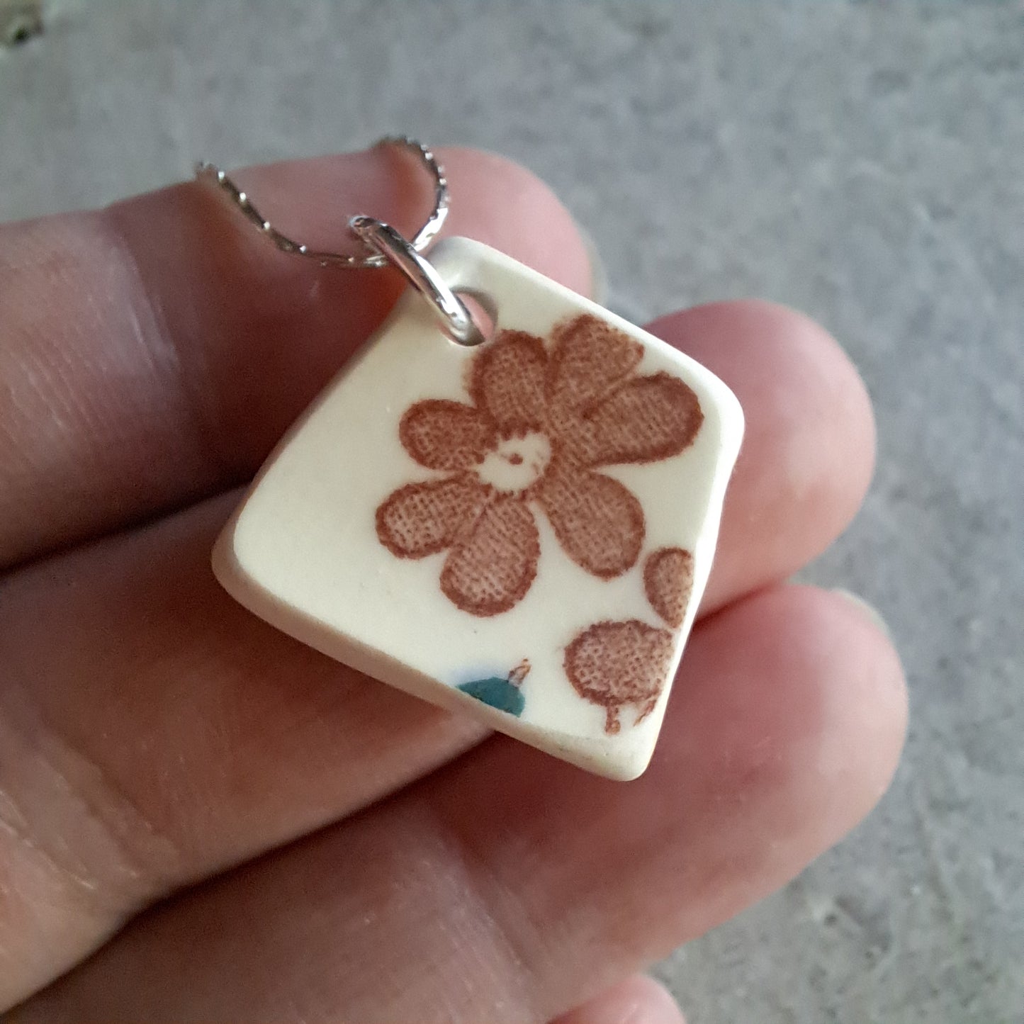 Drifted Daisy - Sea Pottery Pendant