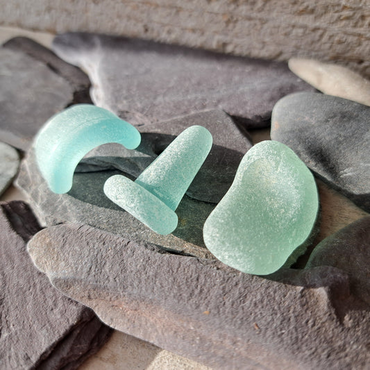 Frosty Antique Bottle Trio - Stopper, Neck, and Base