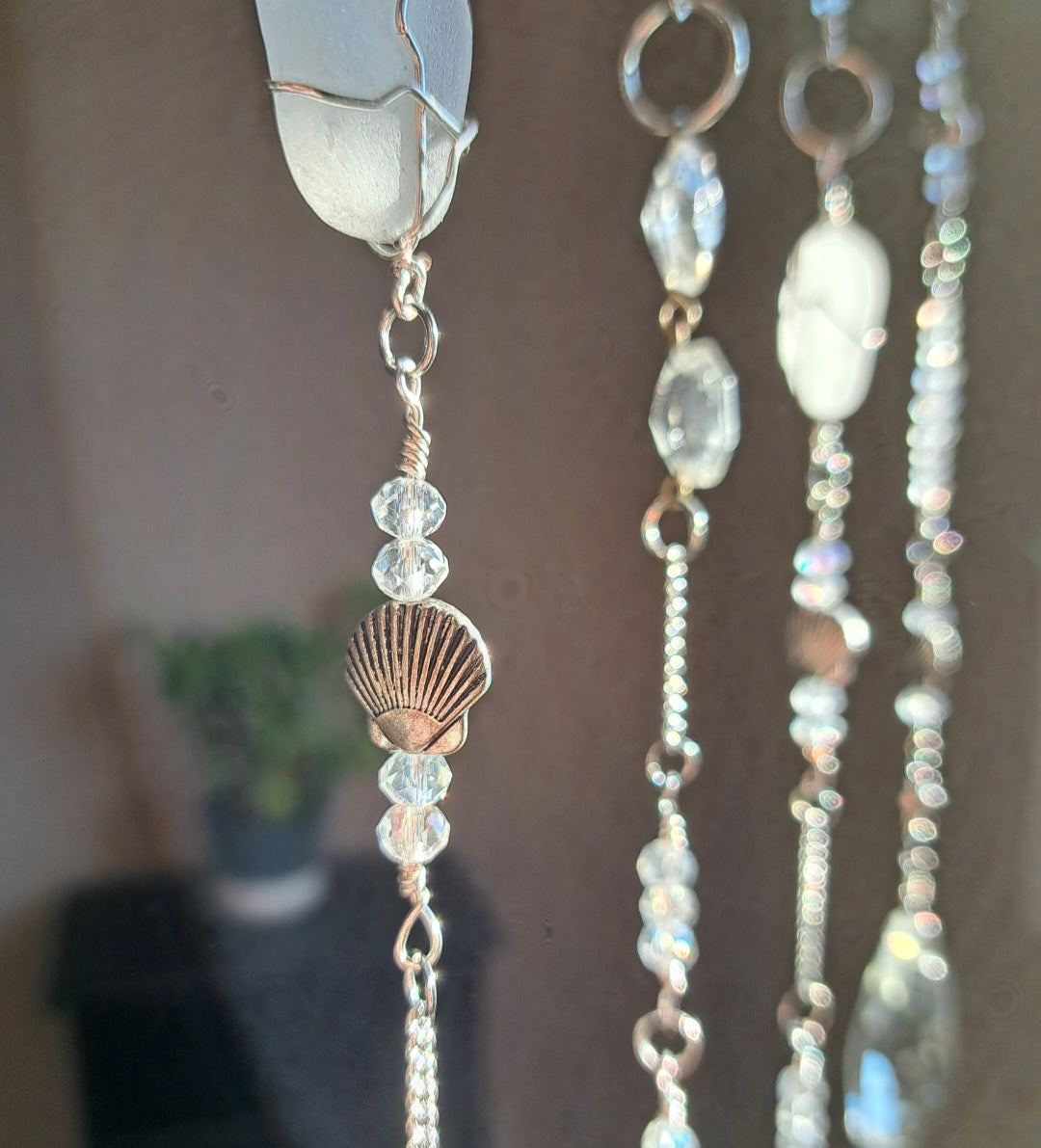 Silver Siren - Sea Glass & Crystal Suncatcher