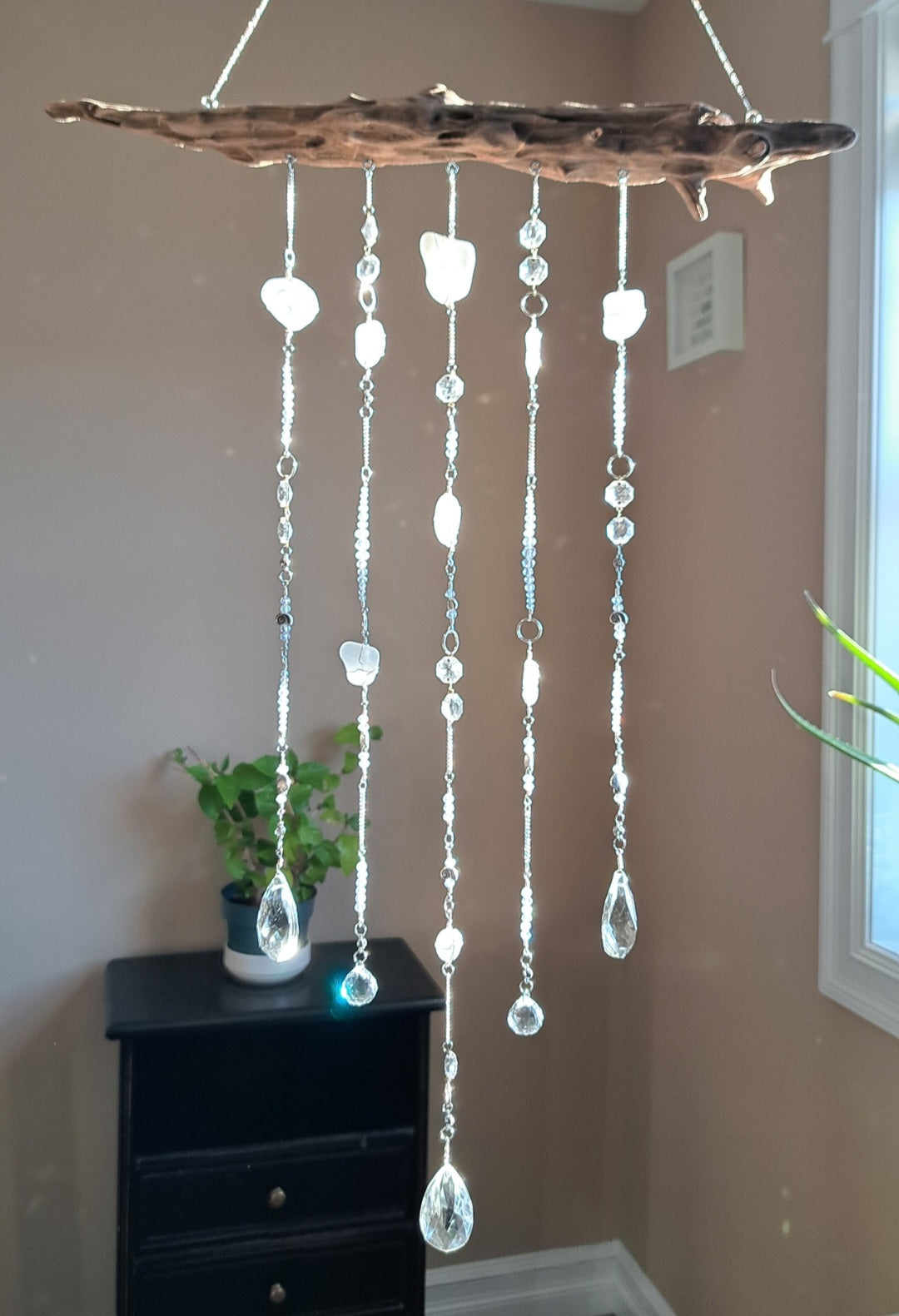 Silver Siren - Sea Glass & Crystal Suncatcher