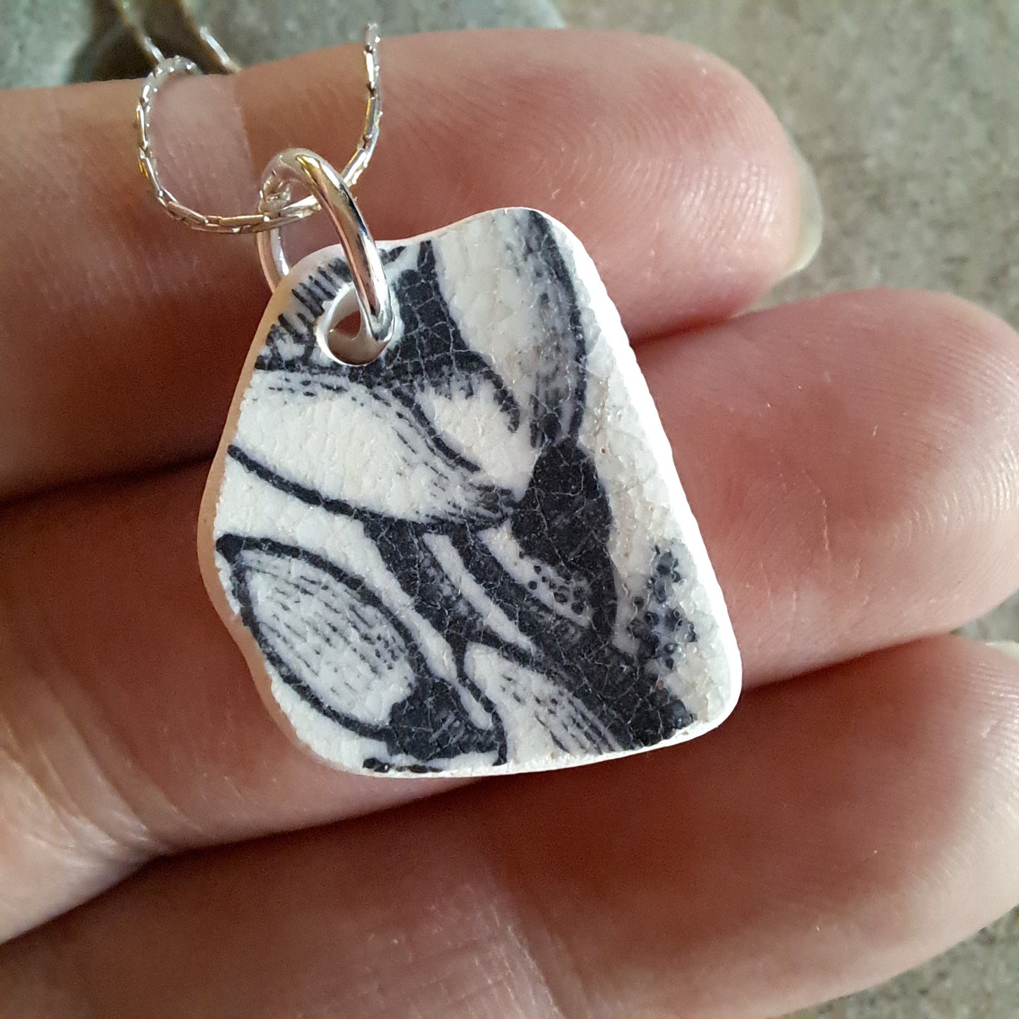Black Blooms - Sea Pottery Pendant