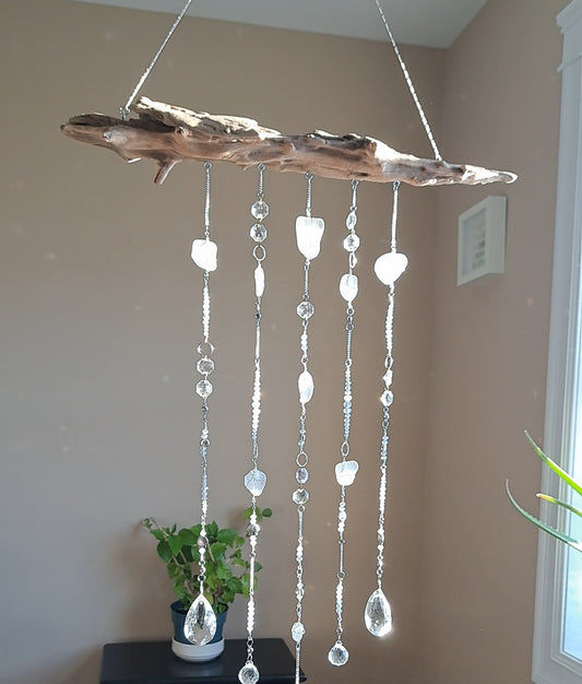 Silver Siren - Sea Glass & Crystal Suncatcher