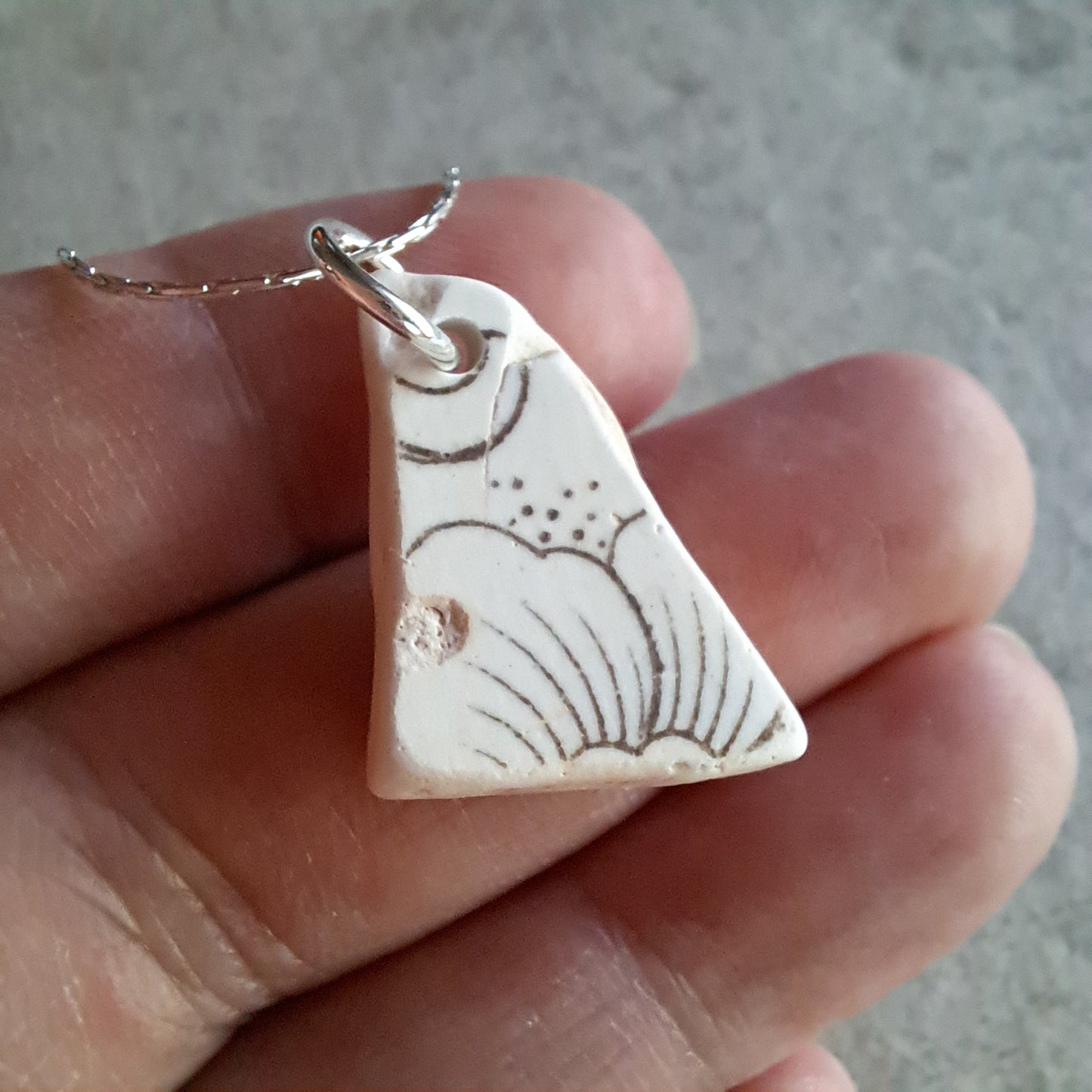 Peekaboo Peony - Sea Pottery Pendant