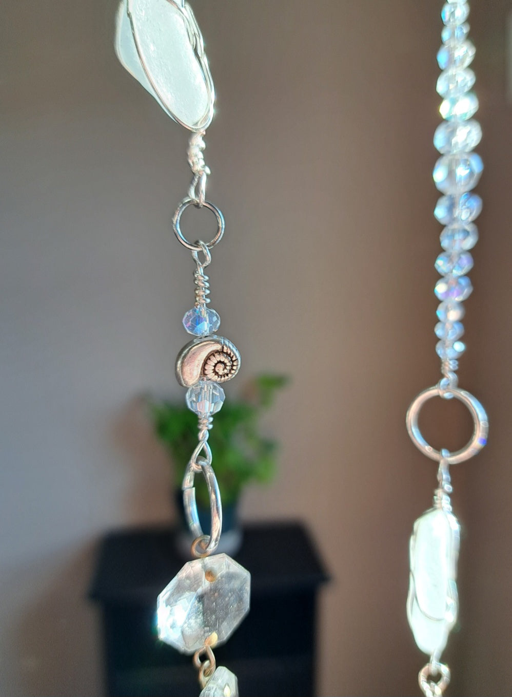 Silver Siren - Sea Glass & Crystal Suncatcher