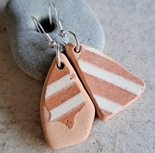 Peaches & Cream - Sea Pottery Earrings