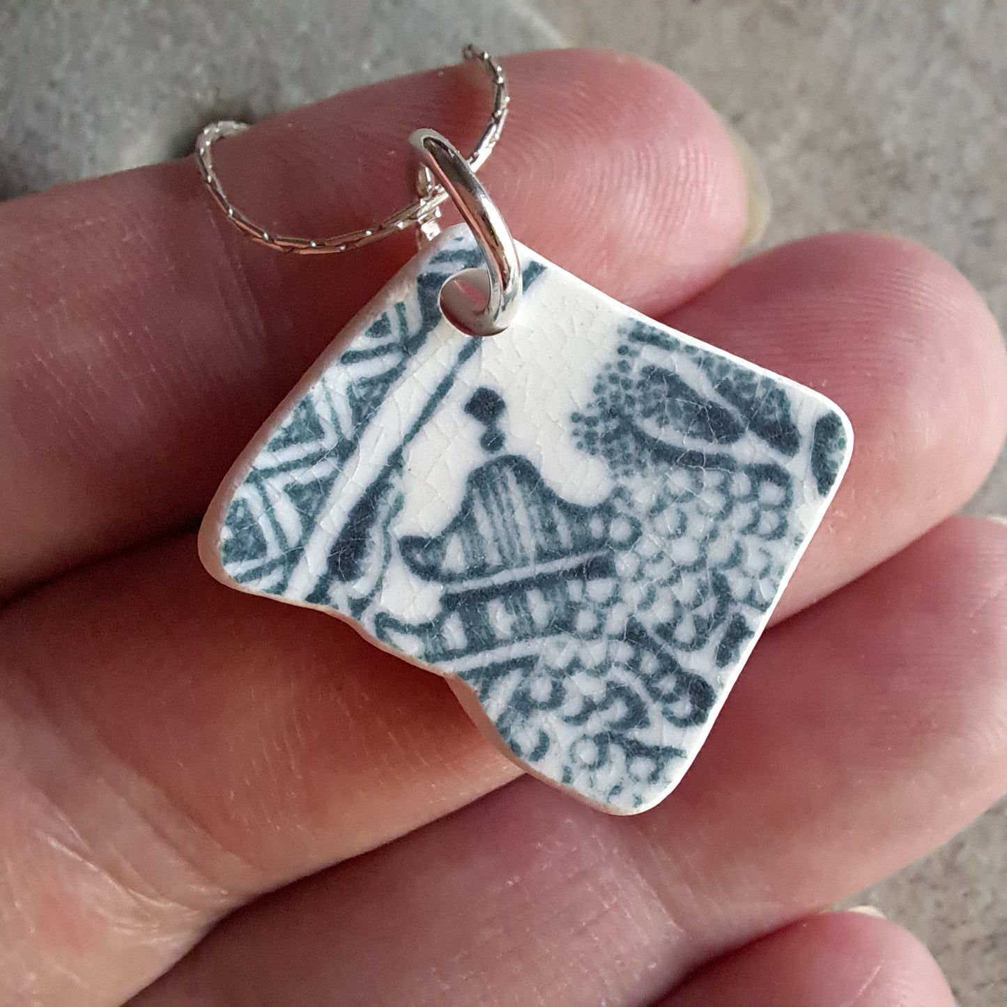 Teal Temple - Sea Pottery Pendant