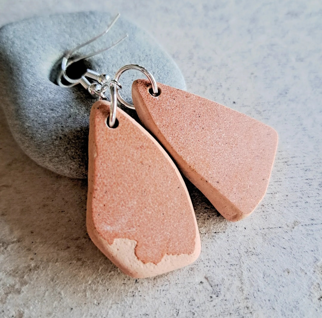 Peaches & Cream - Sea Pottery Earrings
