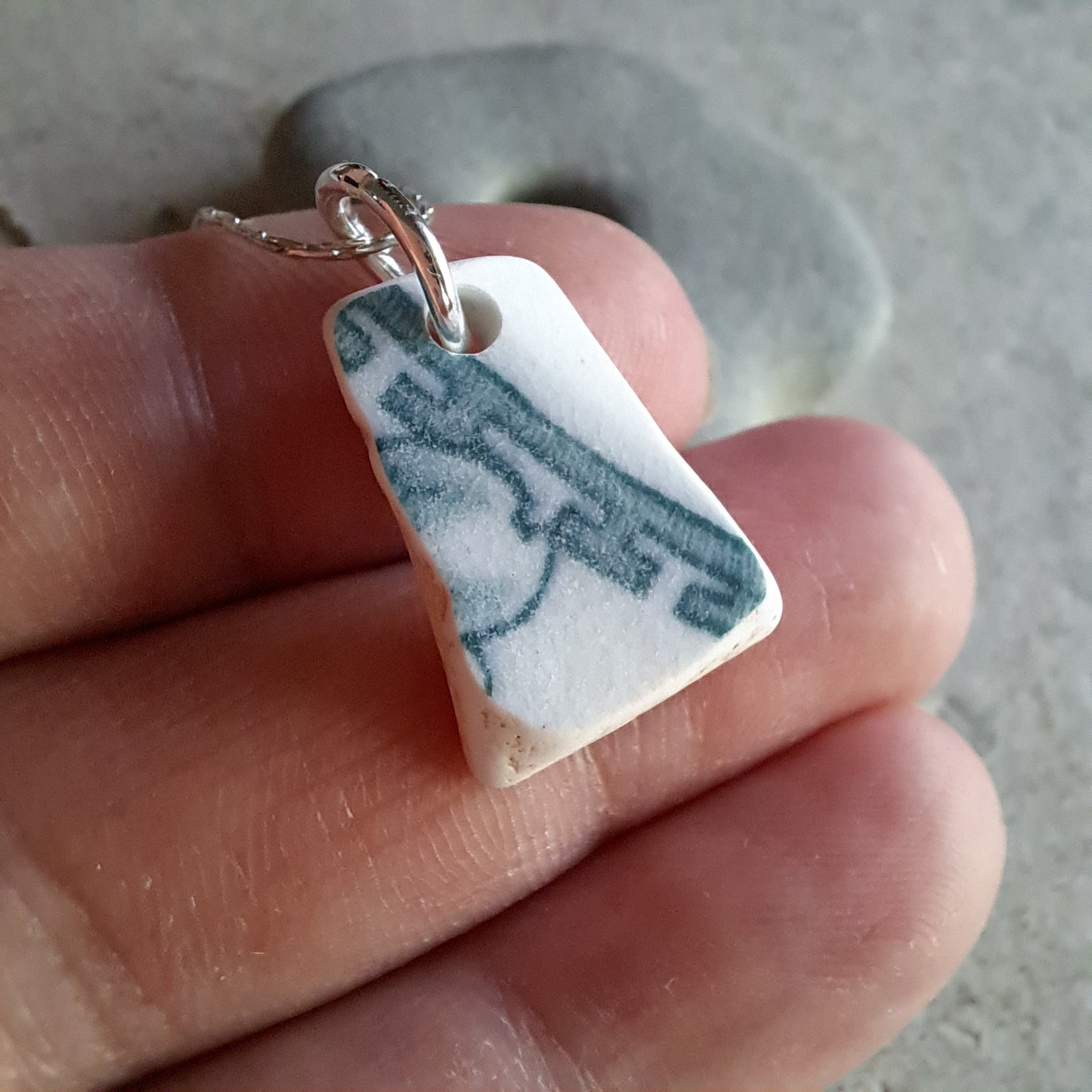 Greek Key - Sea Pottery Pendant