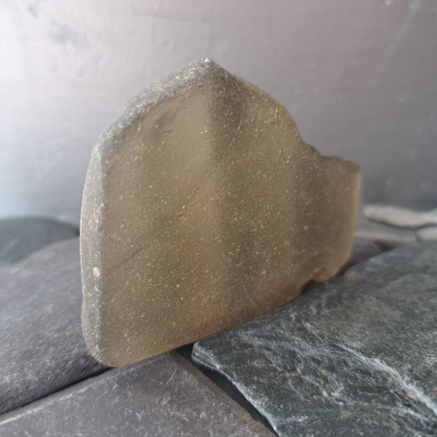 Large Smokey Grey-Tan Glass Shard with Distinctive Ridges
